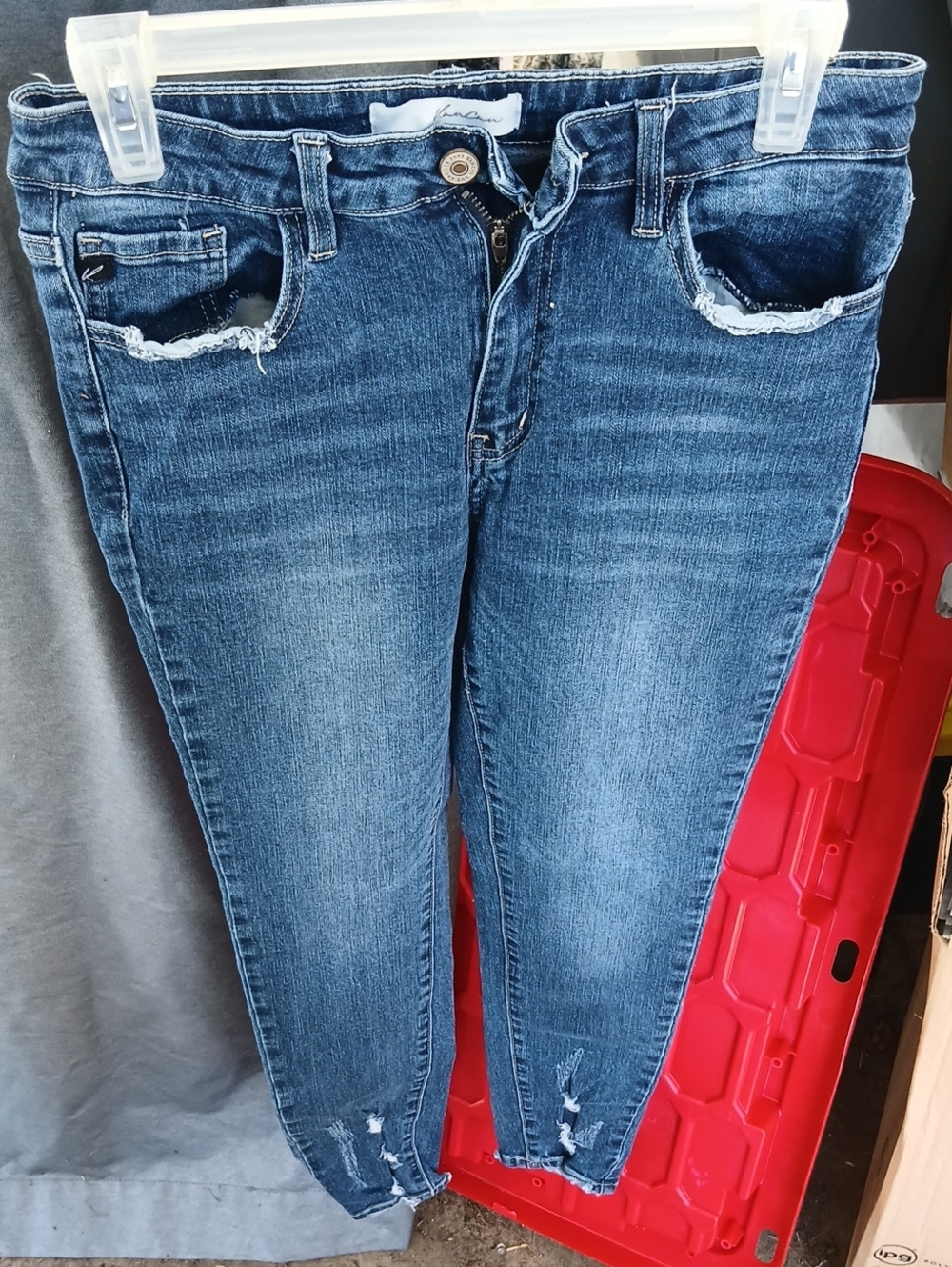 KanCan Distressed Blue Ankle Crop Jeans